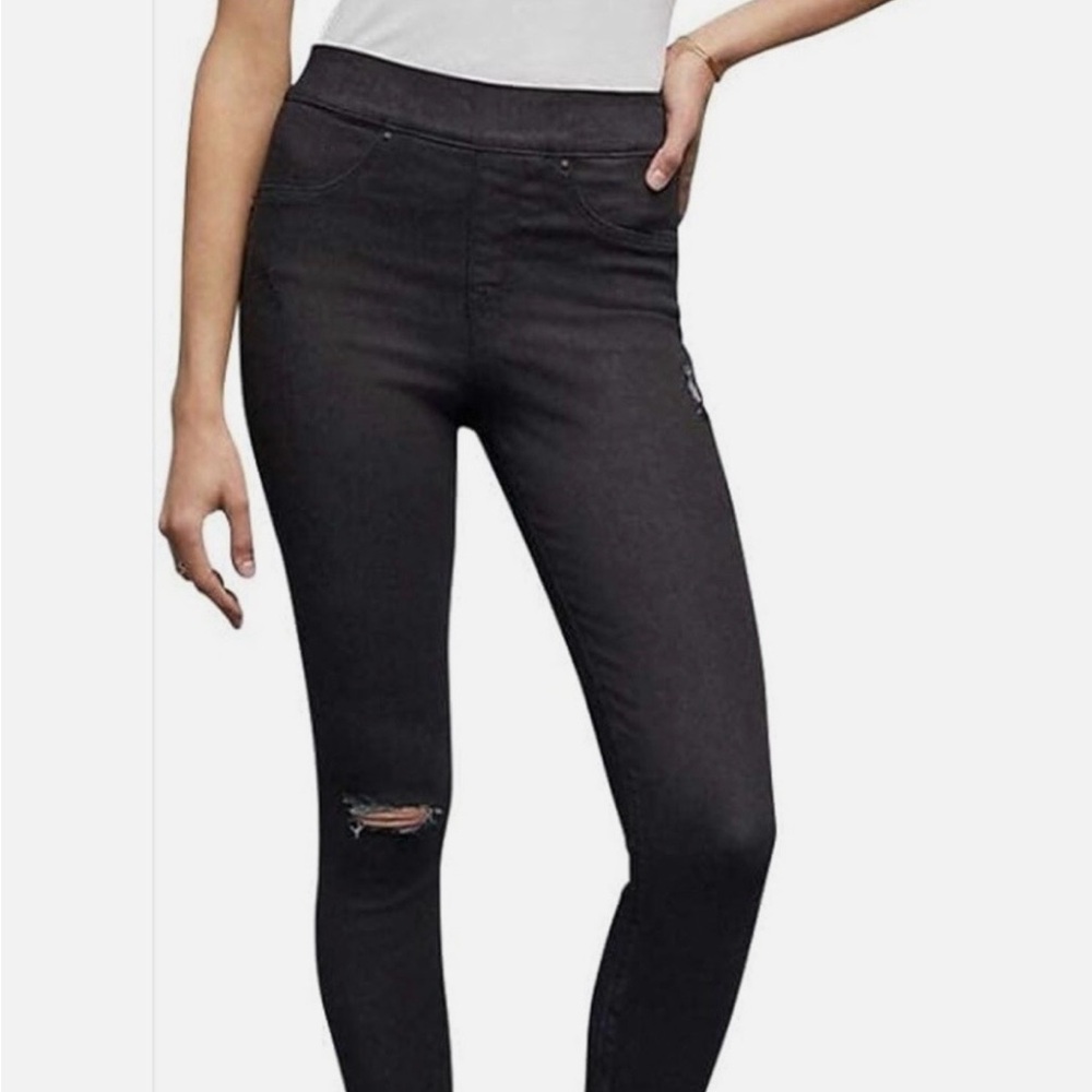 SPANX Distressed Denim Leggings – Black Vintage Wash – Size Small